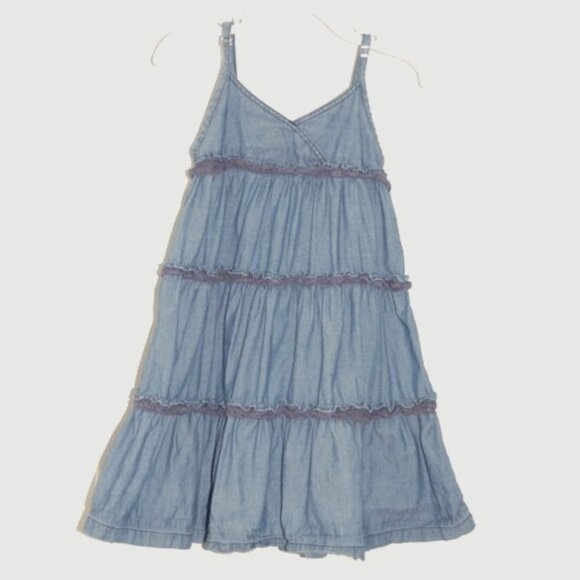 H&M Girls 4-5Y Denim Tiered Sun Dress, 100% Cotton - Picture 1 of 7